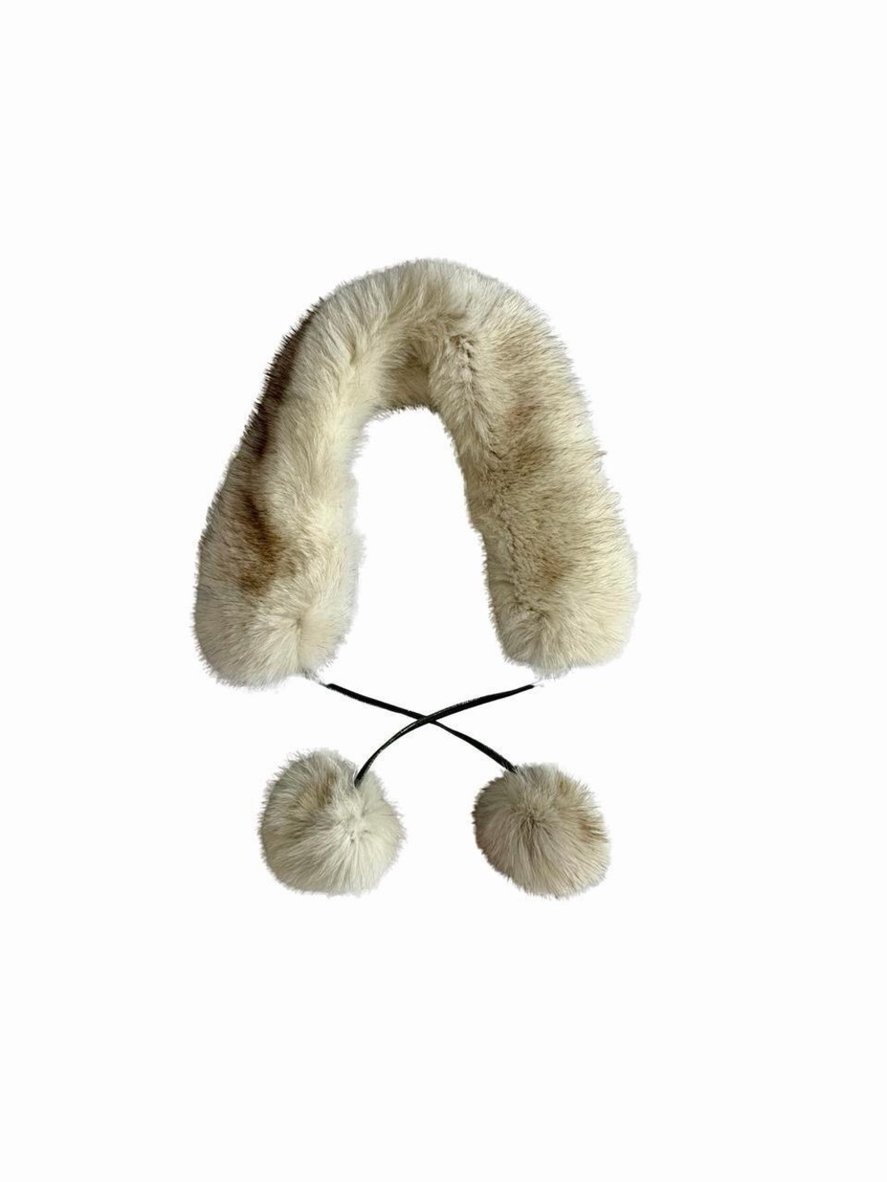 Vintage Fox Fur Pom Pom Scarf Winter